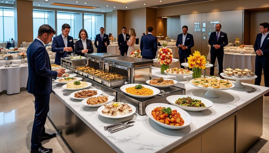 découvrez notre buffet signatures alliant options chaudes et froides, optimisé pour un flux d'invités fluide et garantissant la sécurité alimentaire à chaque service.