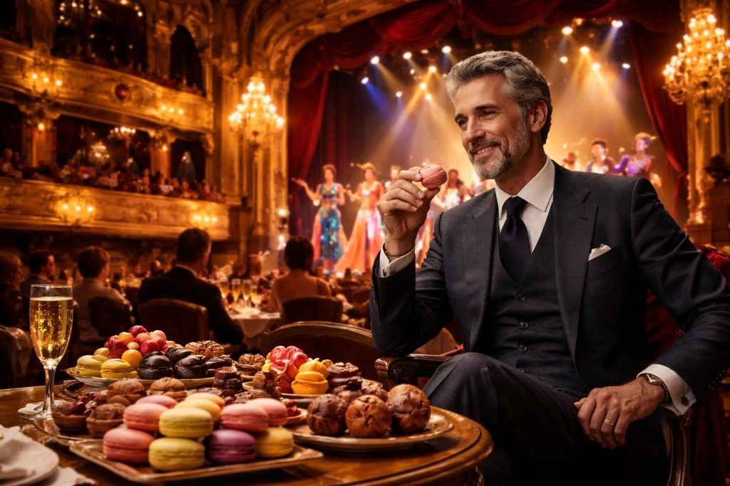 découvrez l'univers délicieux des comédies musicales gourmandes avec le riche, jouées au théâtre mogador et au théâtre du châtelet. un spectacle savoureux à ne pas manquer !